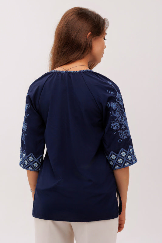 "Zhyttiedaina" Embroidered Blouse (Soft Blue)