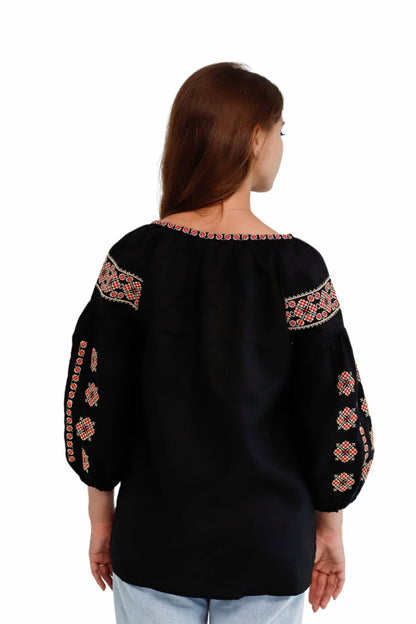 Women's Embroidered Blouse Veleslava (Black)