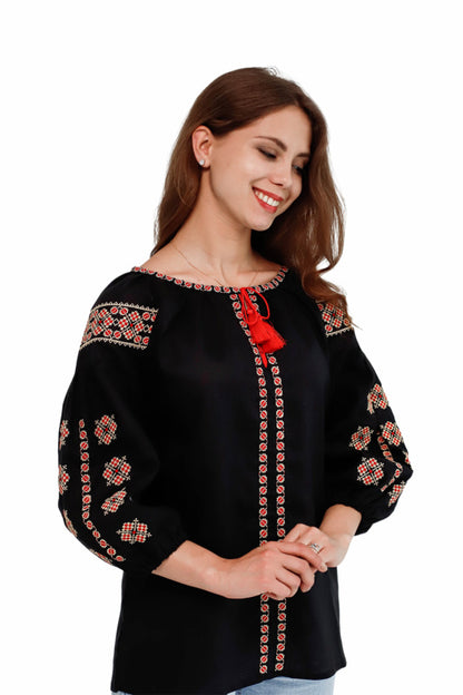 Women's Embroidered Blouse Veleslava (Black)