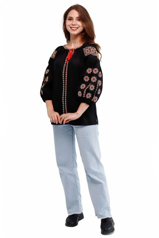 Women's Embroidered Blouse Veleslava (Black)